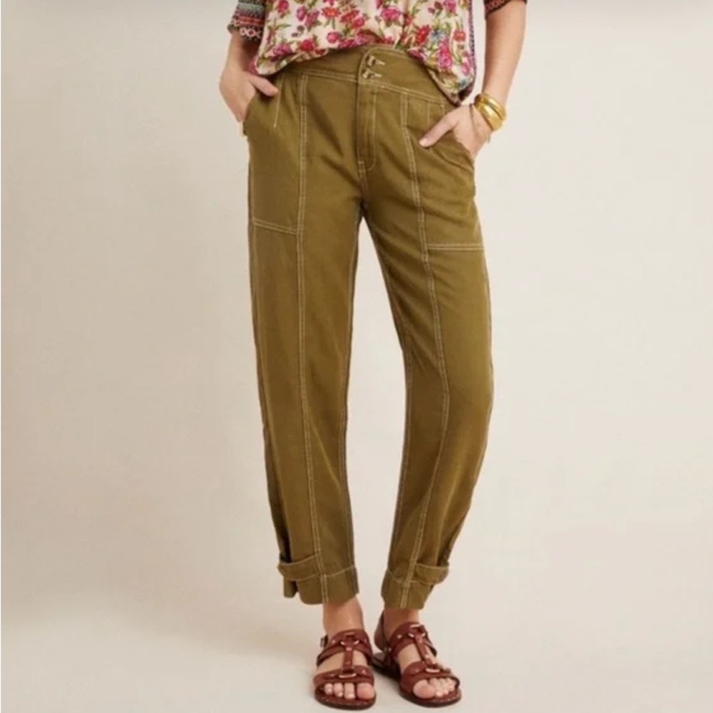 Anthropologie Jackson Olive Green Tapered Utility Pants